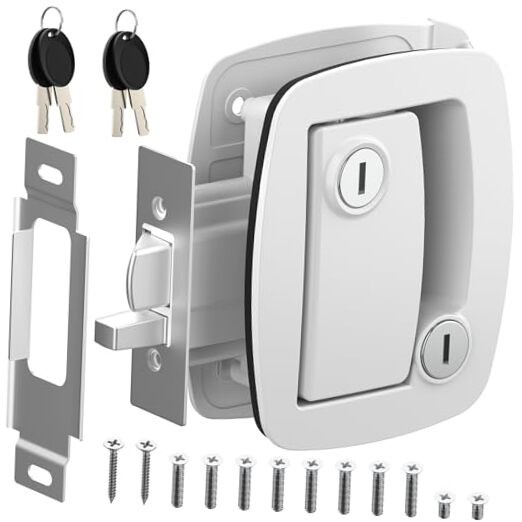 RV Aluminum Alloy Entry Door Lock with Paddle Deadbolt in White
