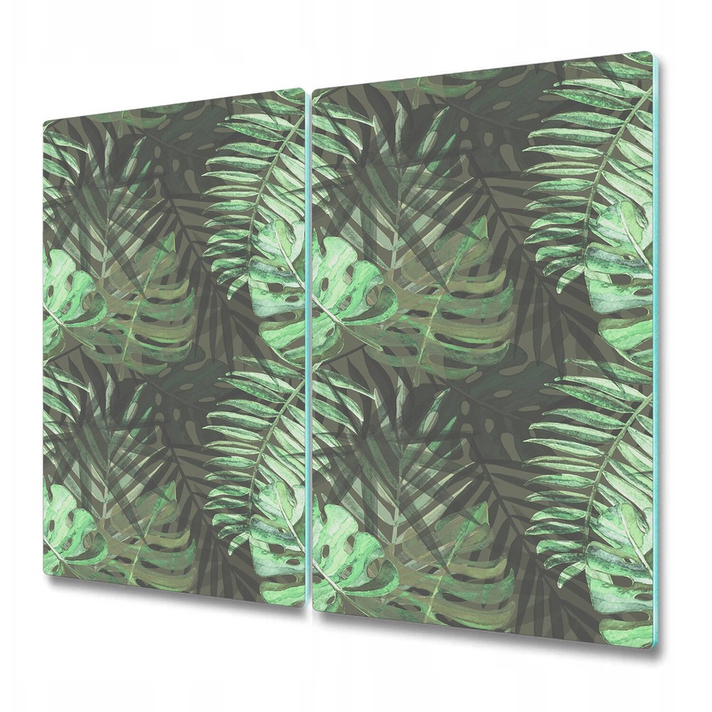Glass Induction Ceramic Hob Cover Tropical Composition Leaves Monstera 2x30x52