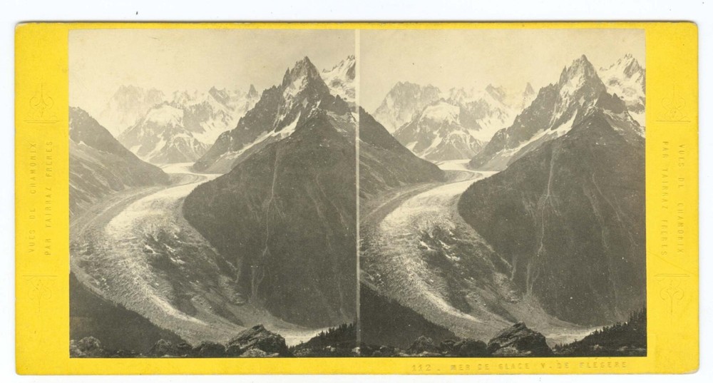 D0870~ FRANCE –Chamonix - Flegere – Glacier c.1860s Stereoview – Tairraz Freres