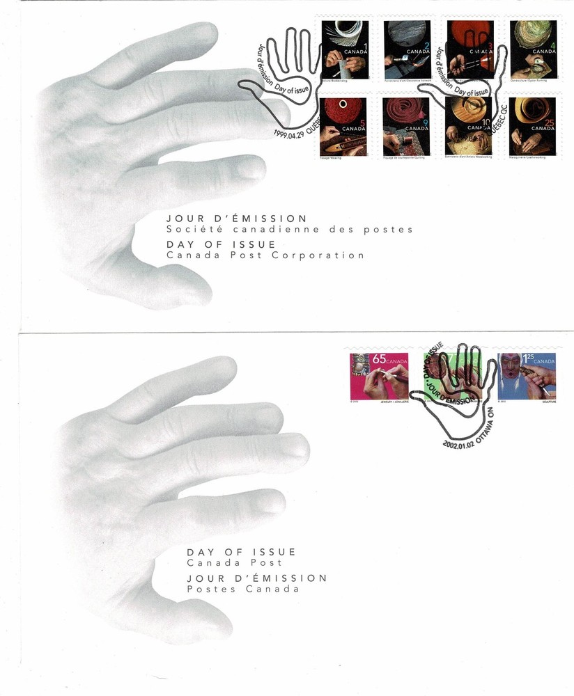 CANADA 1999 - 2002 TRADITIONAL TRADES SET OF 11 ON 2 x OFFICIAL FIRST DAY COVERS