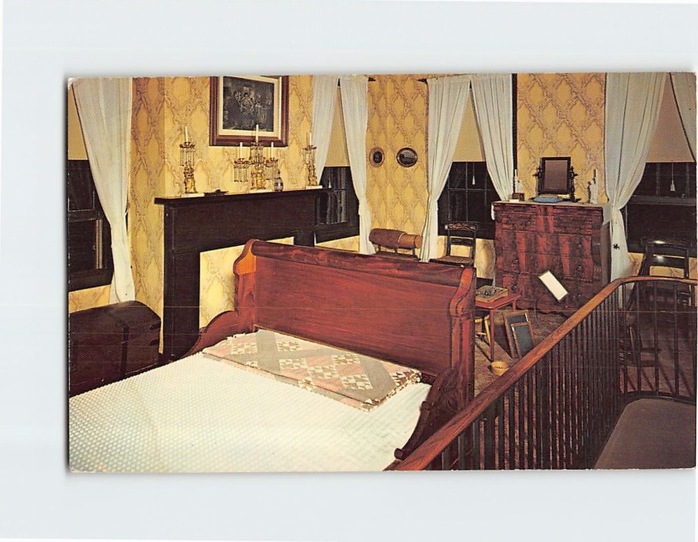 Postcard Guest Bedroom Abraham Lincoln's Home Springfield Illinois USA