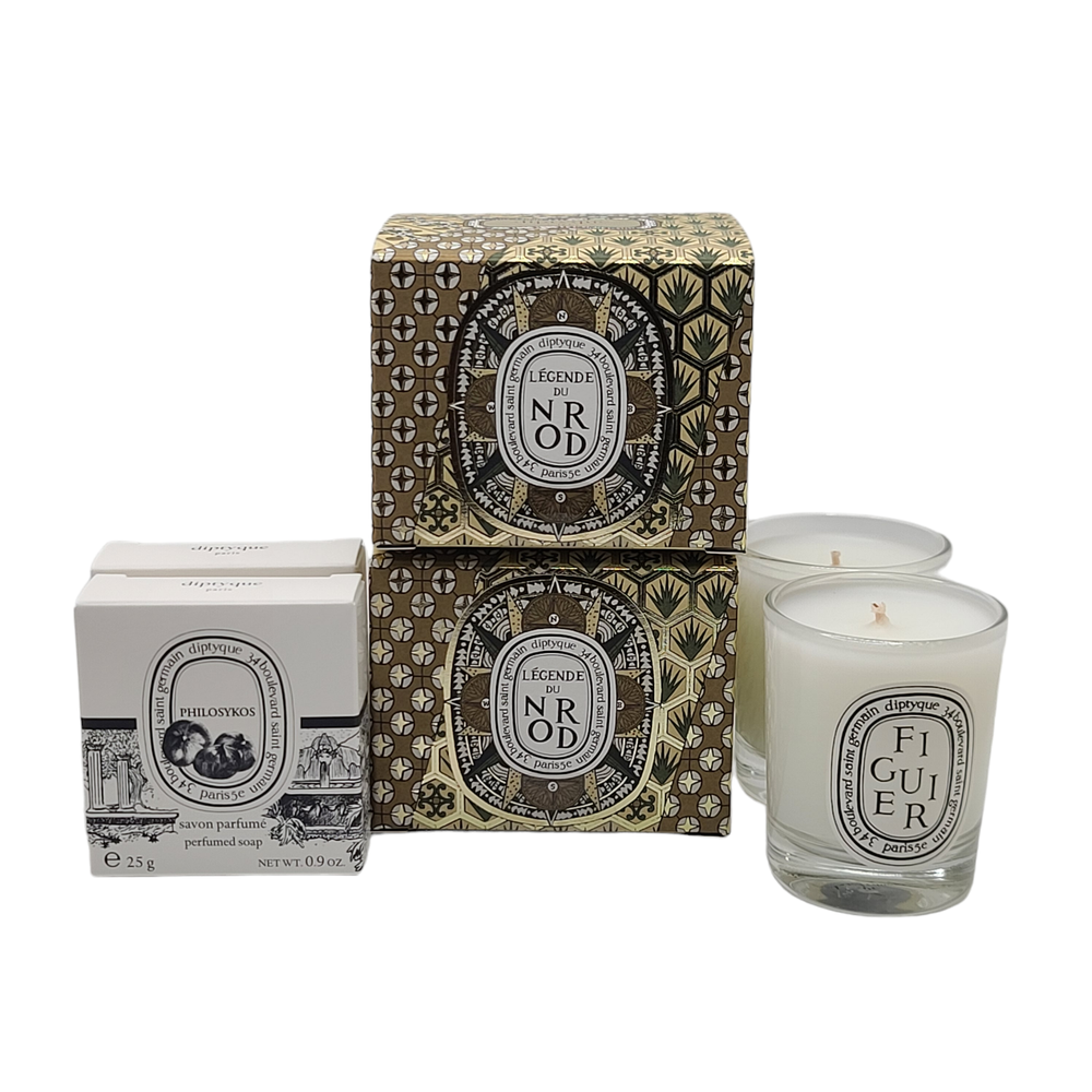 2 Pack Diptyque Legende Du Norde Figuier Candle & Philosykos Soap Set