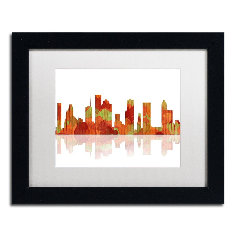 Houston Texas Skyline Art Print by Marlene Watson 11x14 White Matte Black Frame