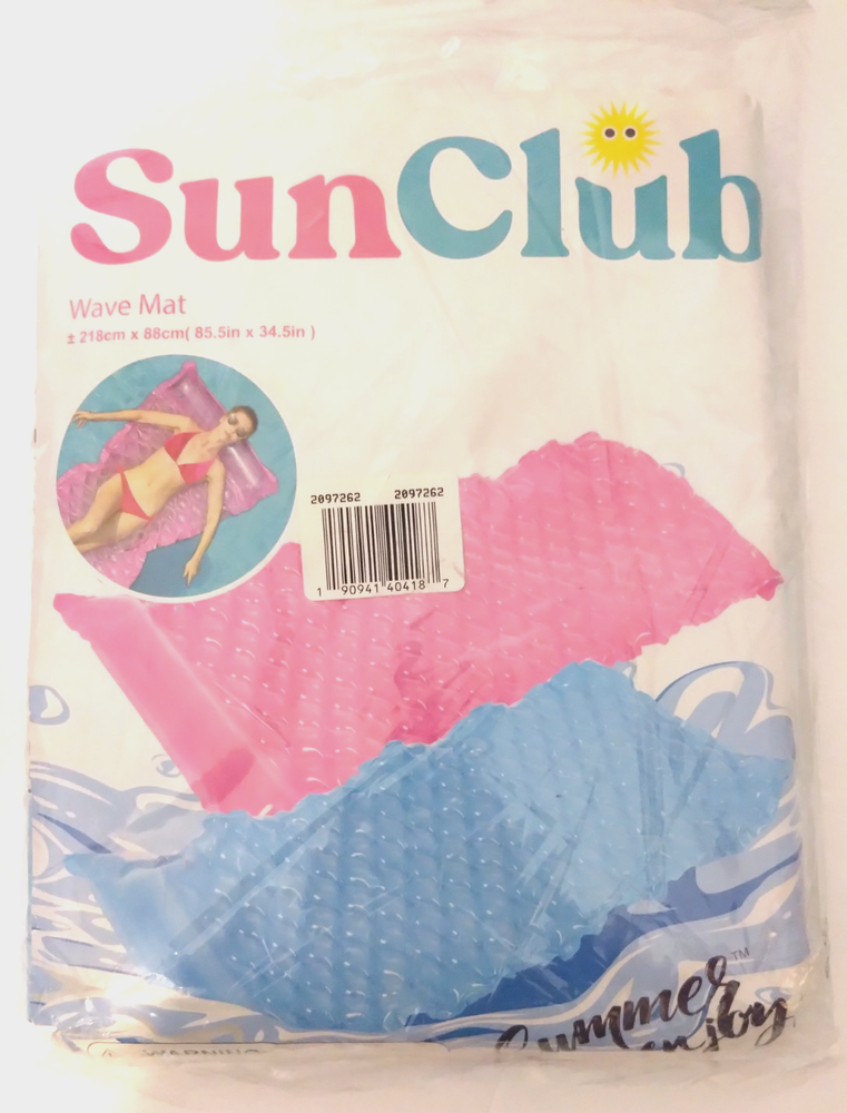 New Sun Club Blue Wave Inflatable Pool Float Mat for Relaxation