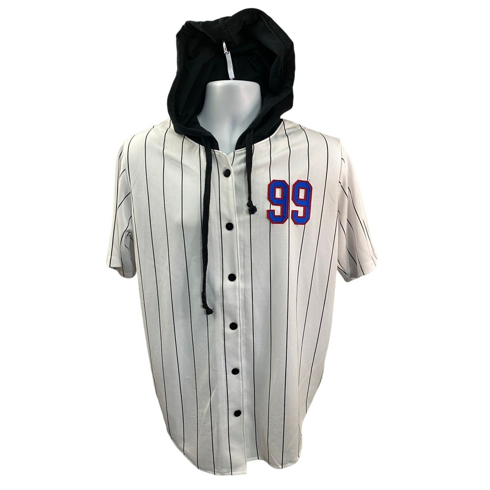 Space Jam Tune Squad Jersey Hoodie Style Pinstripe White Size M