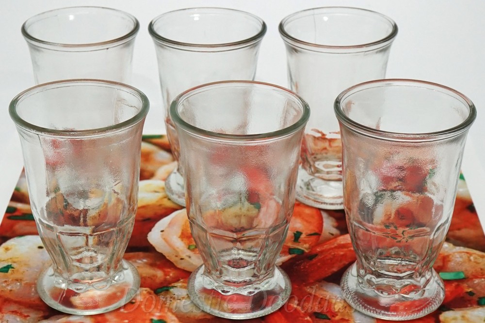 Sau-Sea Shrimp Cocktail Glasses Jars Lot of 6 Vintage 1960's