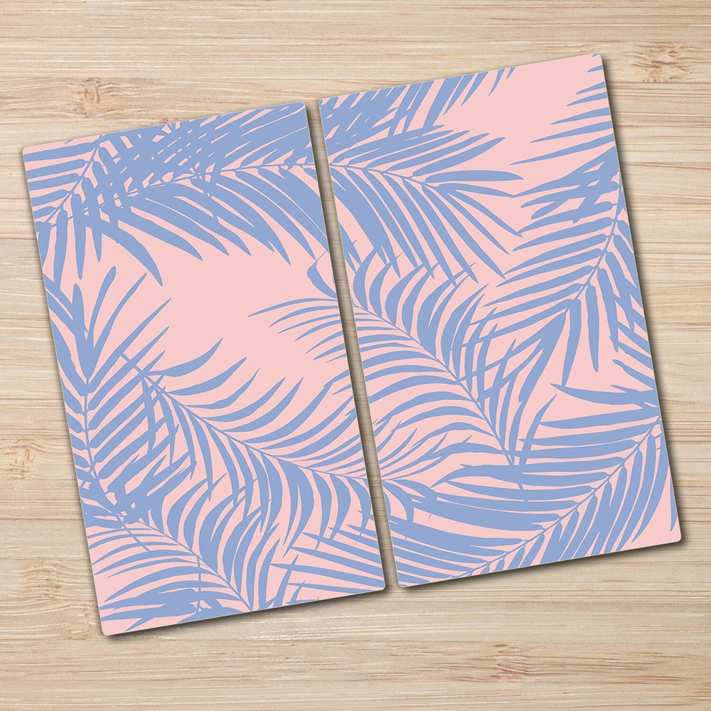 Tempered Glass Kitchen Chopping Board Blue Palm Floral Exotic Pink 2x30x52