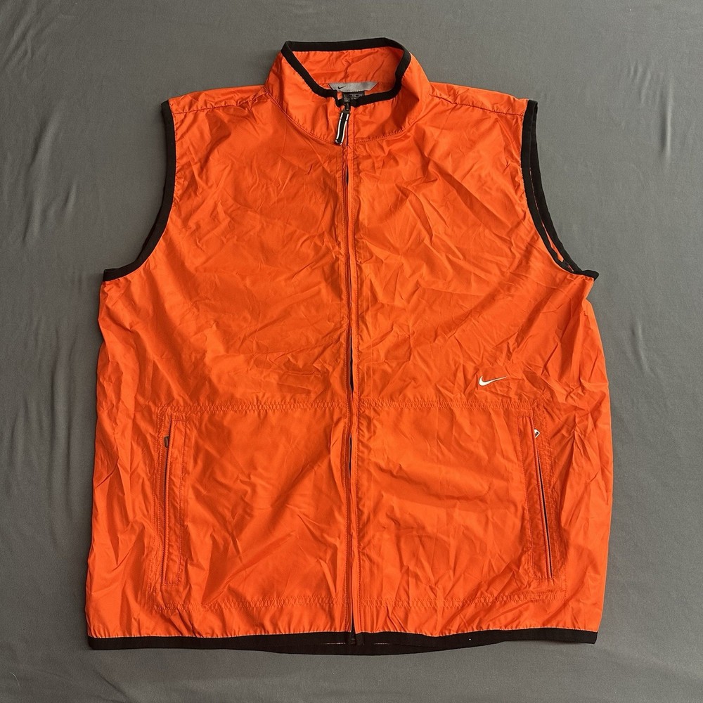 Vintage Nike Track Vest Men's 2XL Orange Embroidered Swoosh Golf Classic Y2K
