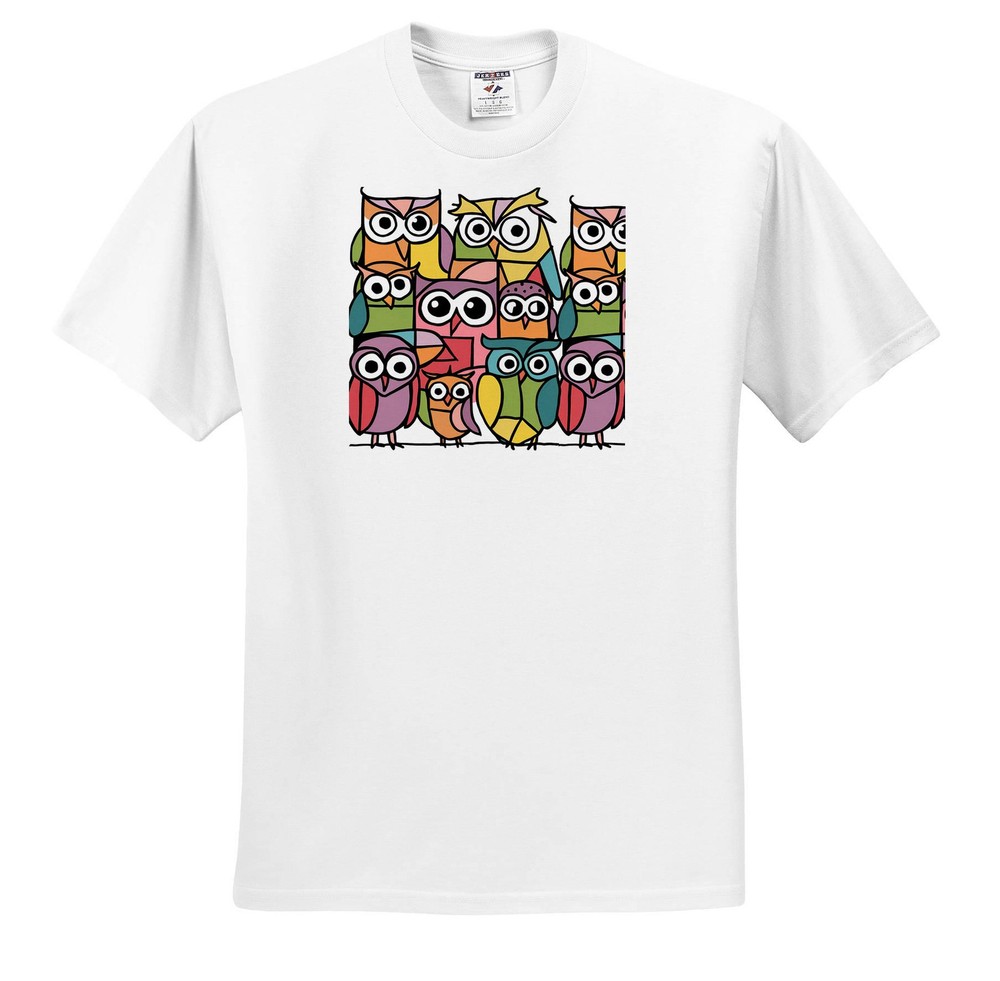 Fun Artistic Owl Pattern Abstract Design T-Shirt  
