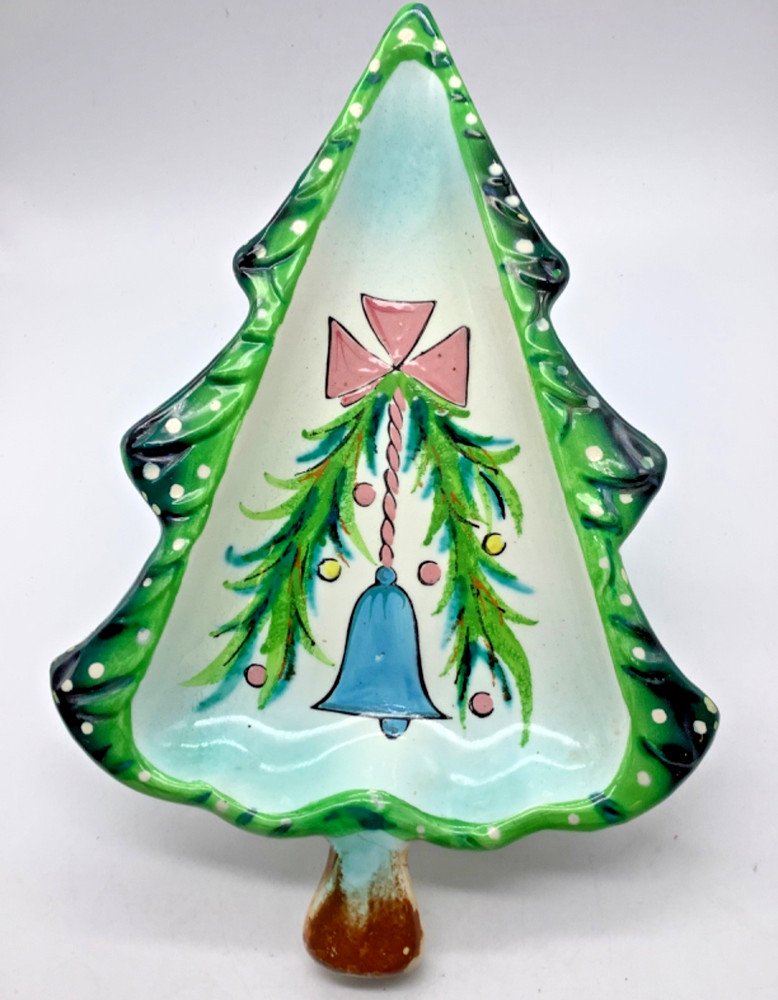 Vintage Holt Howard Ceramic Christmas Tree Plate, Candy/Trinket Dish, 10”