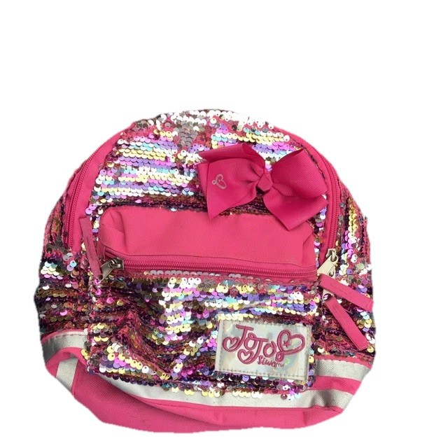 JoJo Siwa And Glittery Pink Sequin Mini Backpack With A Bow And Extra Pouch