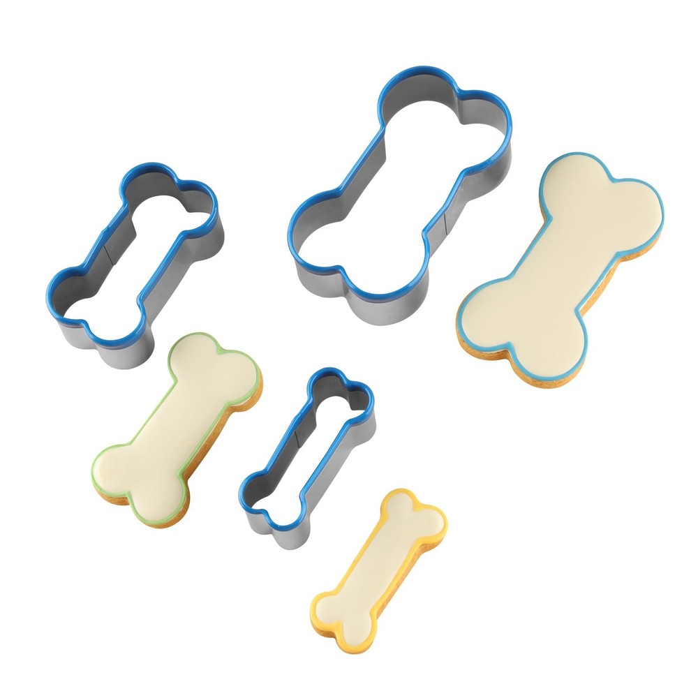 Dog Bone Cookie Cutters Set of 3, Bone Shapes Cookie Cutter, Biscuit Dog Trea...