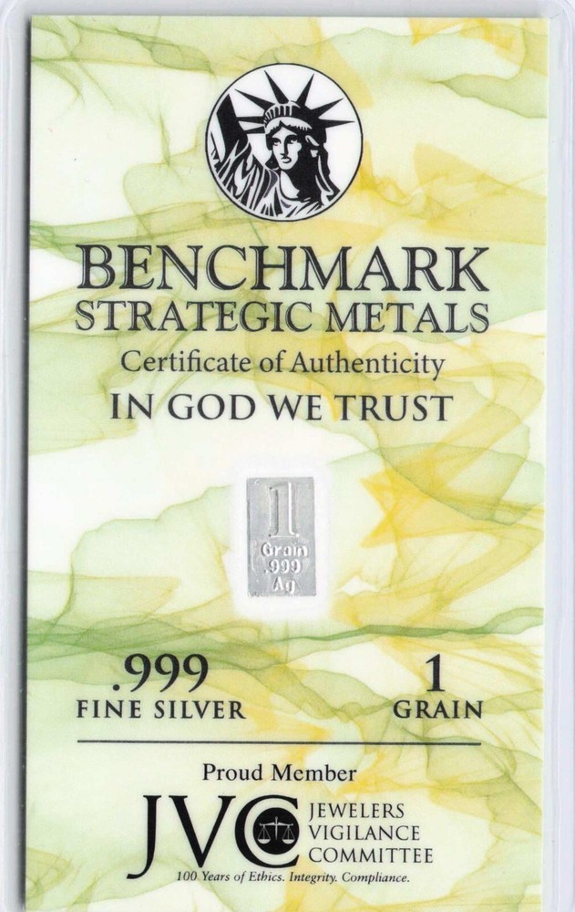 SILVER BAR 1/15 Gram (1 GRAIN) .999 Fine Pure Silver Bar NEW