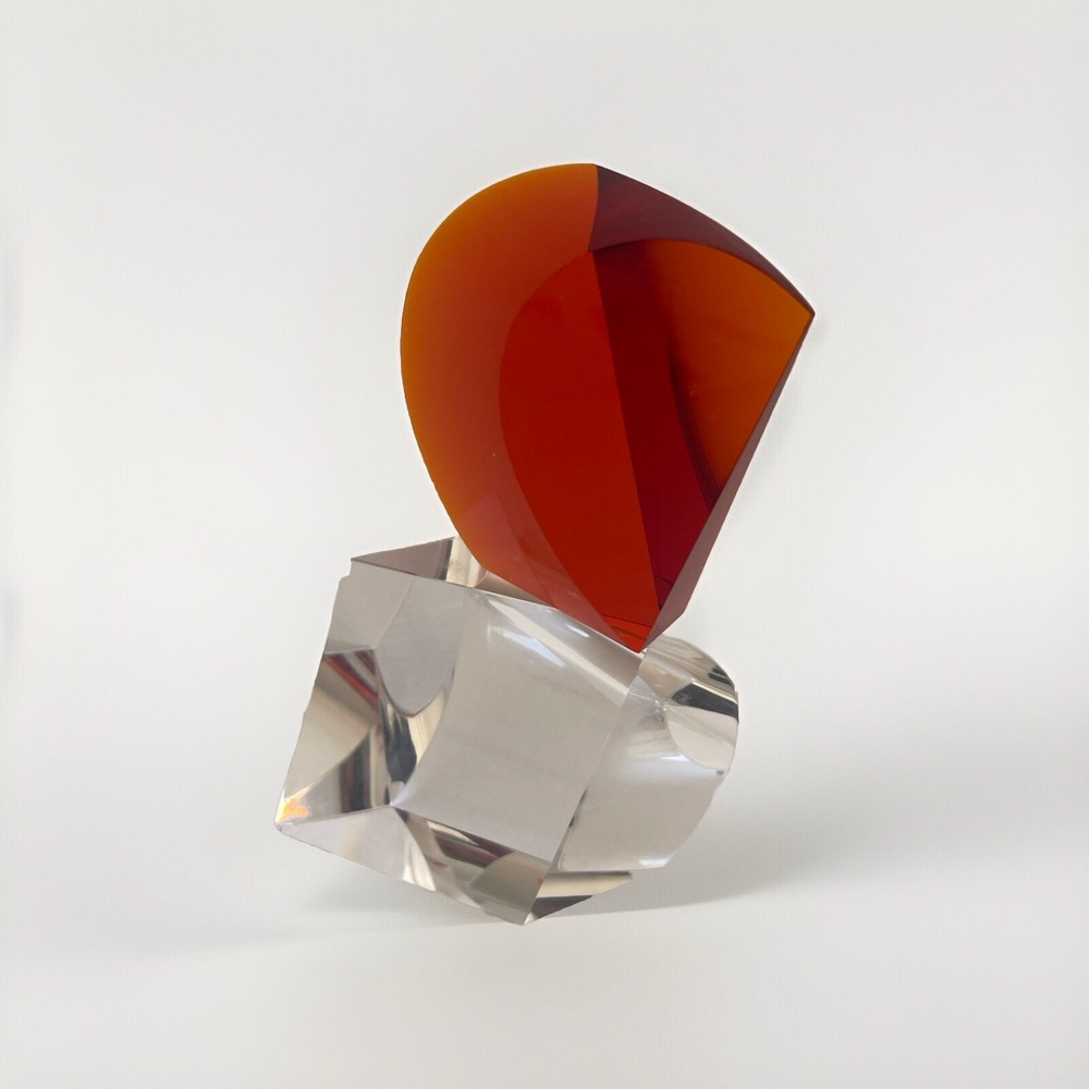 Hoya Crystal Sculpture - CHESS Knight Red- Janacek Glass Paperweight Sugasawa