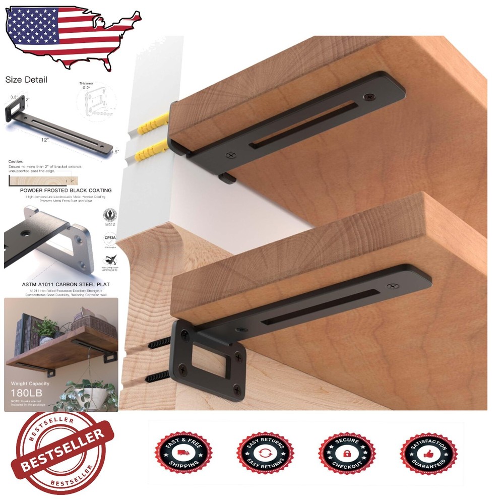180lbs Capacity 12 Inch Heavy-Duty Shelf Brackets - Elegant Modern Design