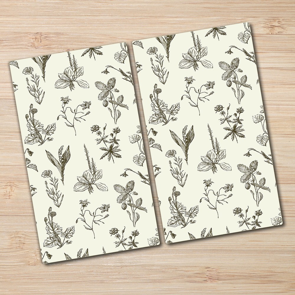 Tempered Glass Chopping Cutting Board Sketches wild flowers golden art 2x30x52