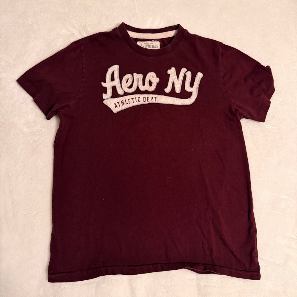 Aeropostale Men's Maroon 'Aero New York' Short Sleeve T-Shirt Size M