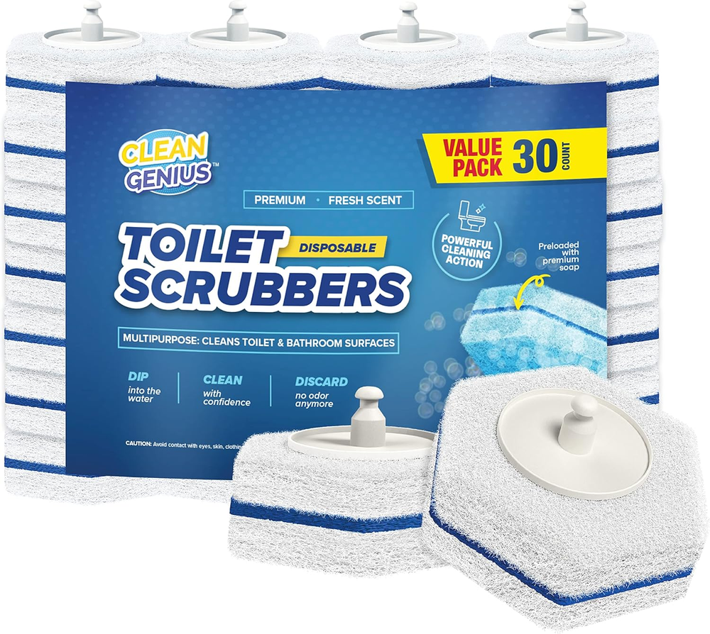 Disposable Prefilled Toilet Cleaning Scrubbers, 30 Count