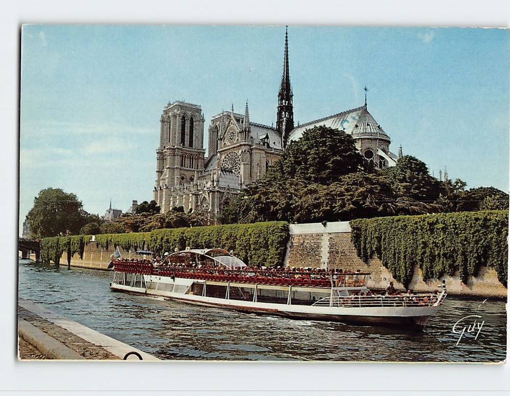 Postcard La Seine et la cathédrale Notre Dame Paris France
