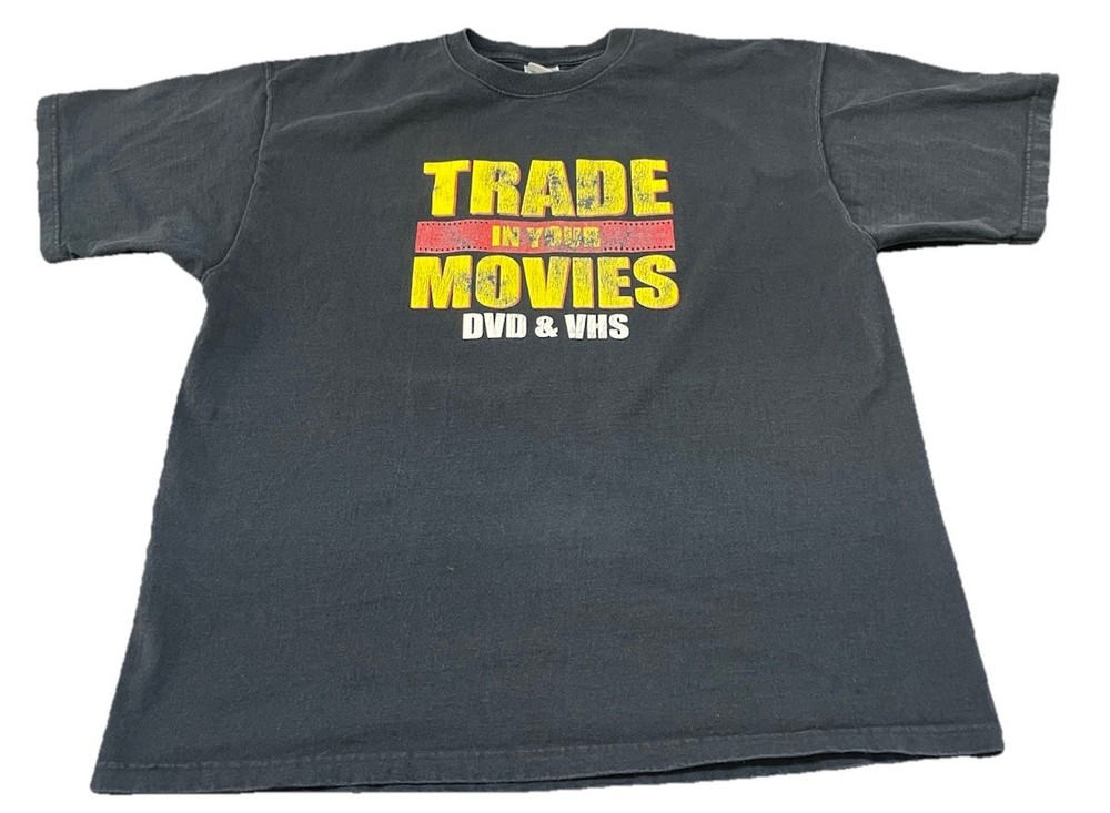 Vintage XL Black  Hollywood Videos Shirt Block Buster Rent Vhs Games