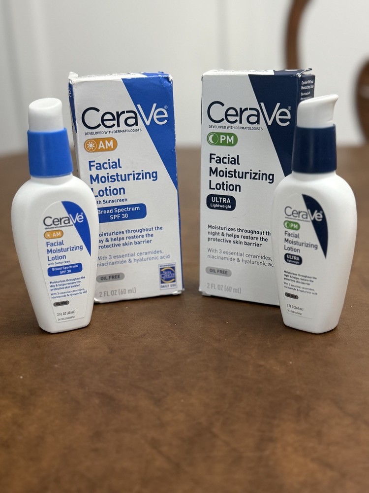 CeraVe AM/PM Facial Moisturizing Lotion SPF30 Day & Night Set, 3 oz Each