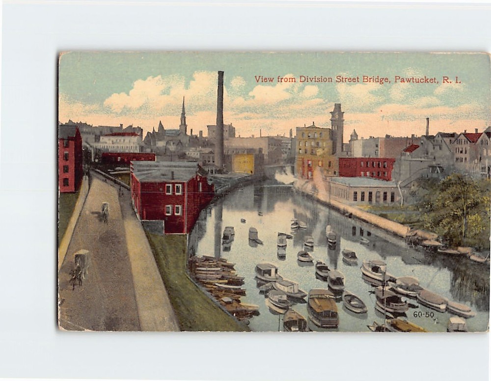 Postcard View from Division Street Bridge Pawtucket Rhode Island USA