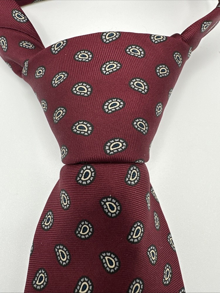Vintage Hathaway All Silk Tie Red Geometric Medallion Print USA Made Necktie