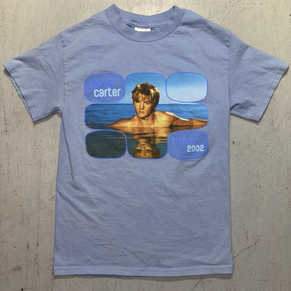 Y2K 2000s Aaron Carter Pop Music Summer 2002 Tour Light Blue T Shirt Size S