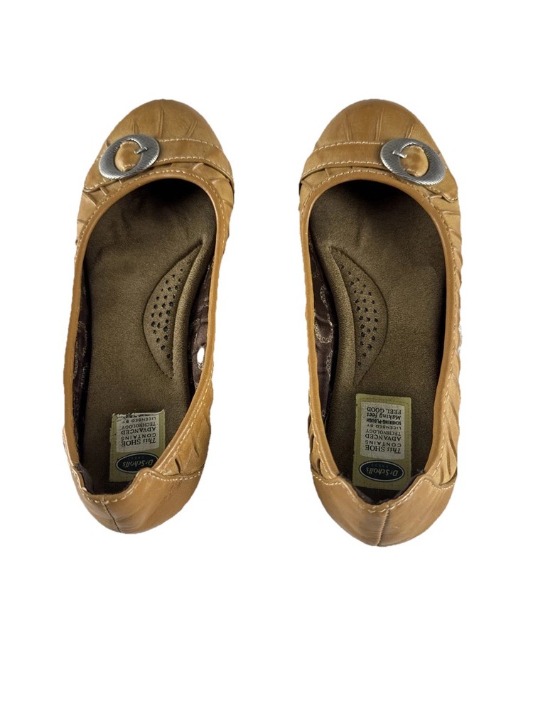 Dr. Scholl’s Shoes Womens Sz 7M Ballet Flats Comfort Brown Faux Leather Slip On
