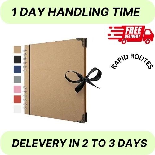Bstorify 60 Page Scrapbook Album, 8x8 Inch, 200Gsm Kraft Paper, Photo Album, USA