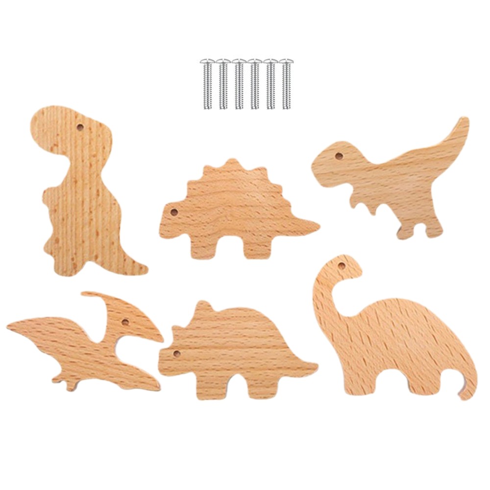 Animal Dresser Knobs 6 Pieces Kids Drawer Pulls Wooden Drawer Knobs for Closet