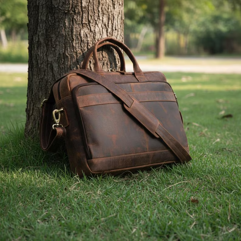 Leather briefcases Laptop Messenger Bags for Men and Women Office Laptop Bag