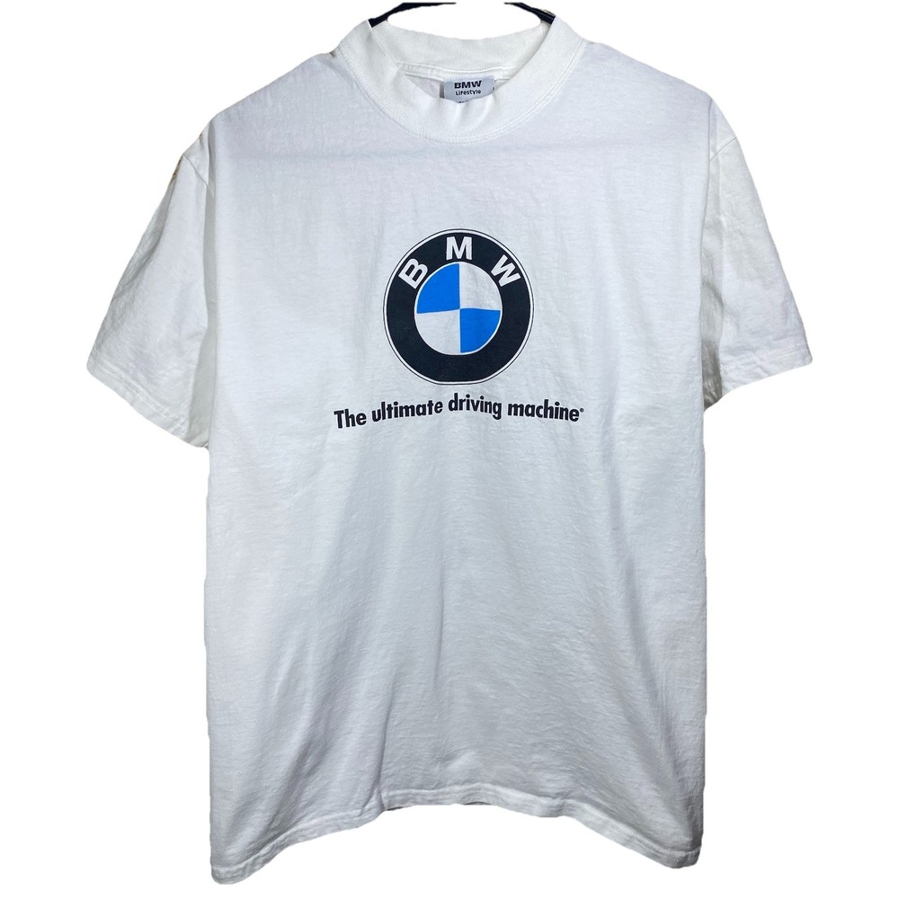 Vintage 90s BMW Car Promo Logo White T Shirt Size Men’s Medium Made In USA