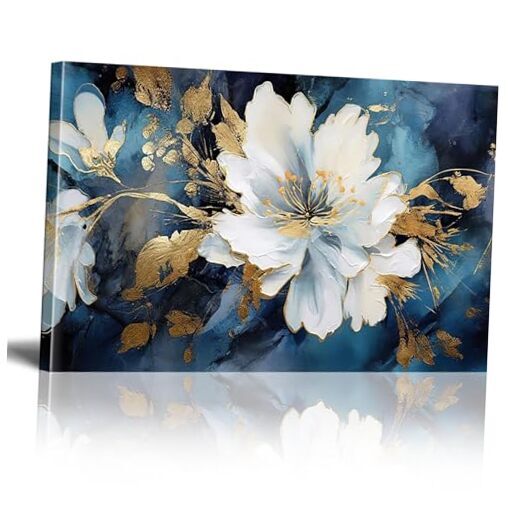 Asunygirl Flowers Wall Art Vintage 16x24 inch white flower canvas painting-1