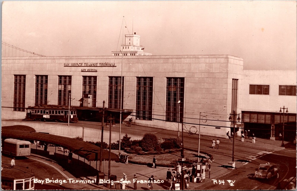 Real Photo Postcard Bay Bridge Terminal Building in San Francisco California