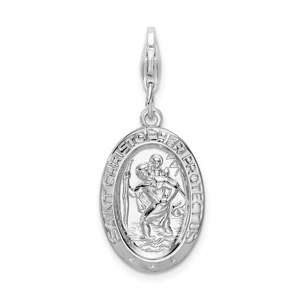 Sterling Silver Polished Saint Christopher Medal Charm Pendant 1.81gm L-41 mm