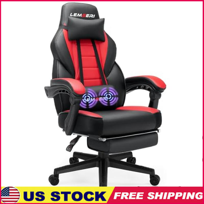 Big Tall Gaming Chair with Footrest Ergonomic Lumbar Support 400lb Capacity