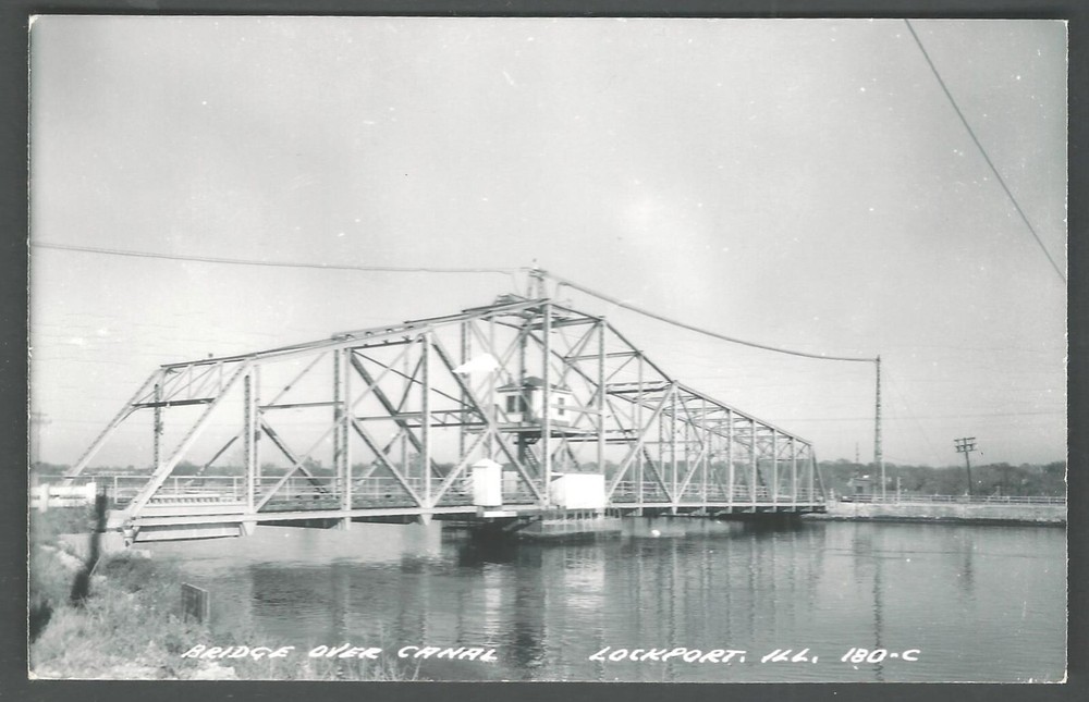 LOCKPORT ILLINOIS Bridge over Canal RPPC L. L. Cook Real Photo Postcard
