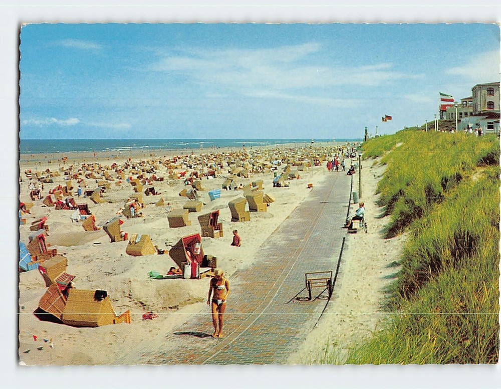 Postcard Strand und Promenade Nordseeheilbad Wangerooge Germany