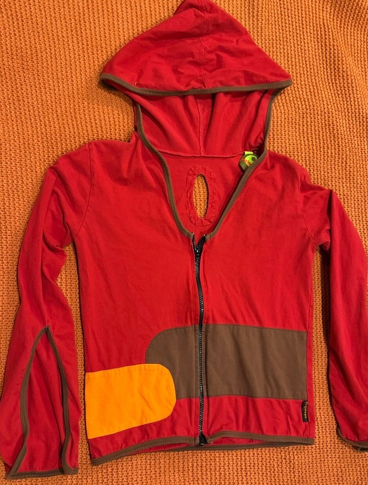 Y2K Pygmees Zip Up Hooded Jacket Cyber Rave Techwear Geometric Patchwork Red