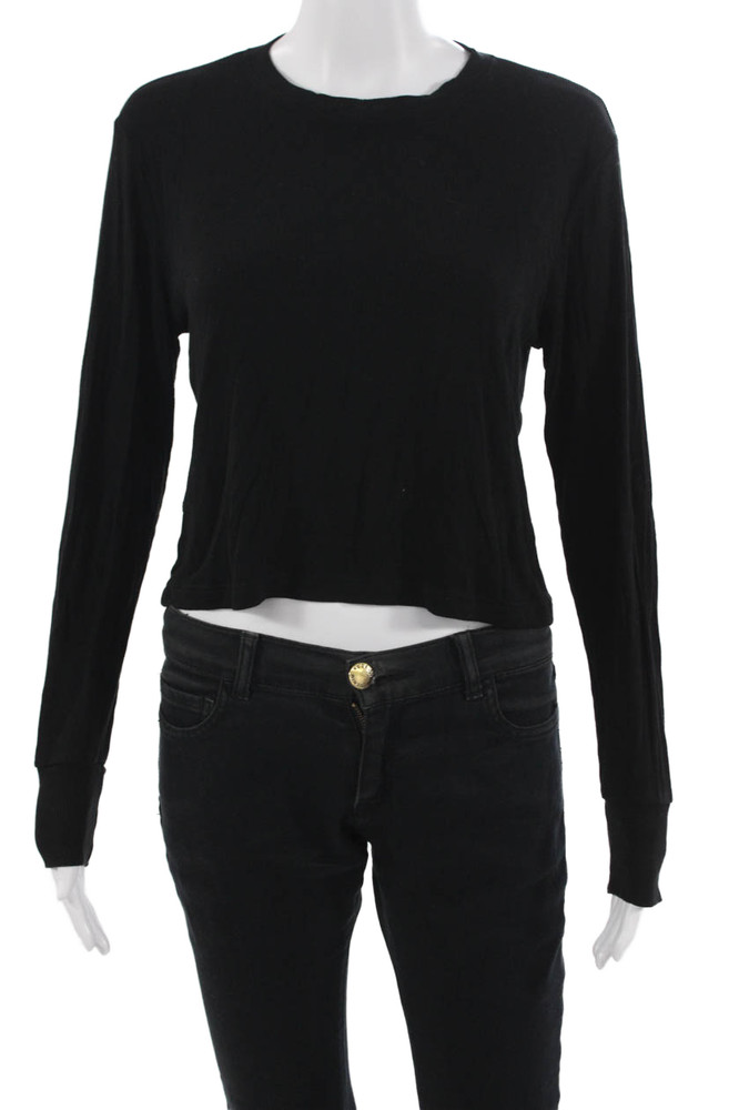LNA Womens Black Cropped Long Sleeve T Shirt Size MFree Shipping in US $100+ Orders | $6.95 Orders Below