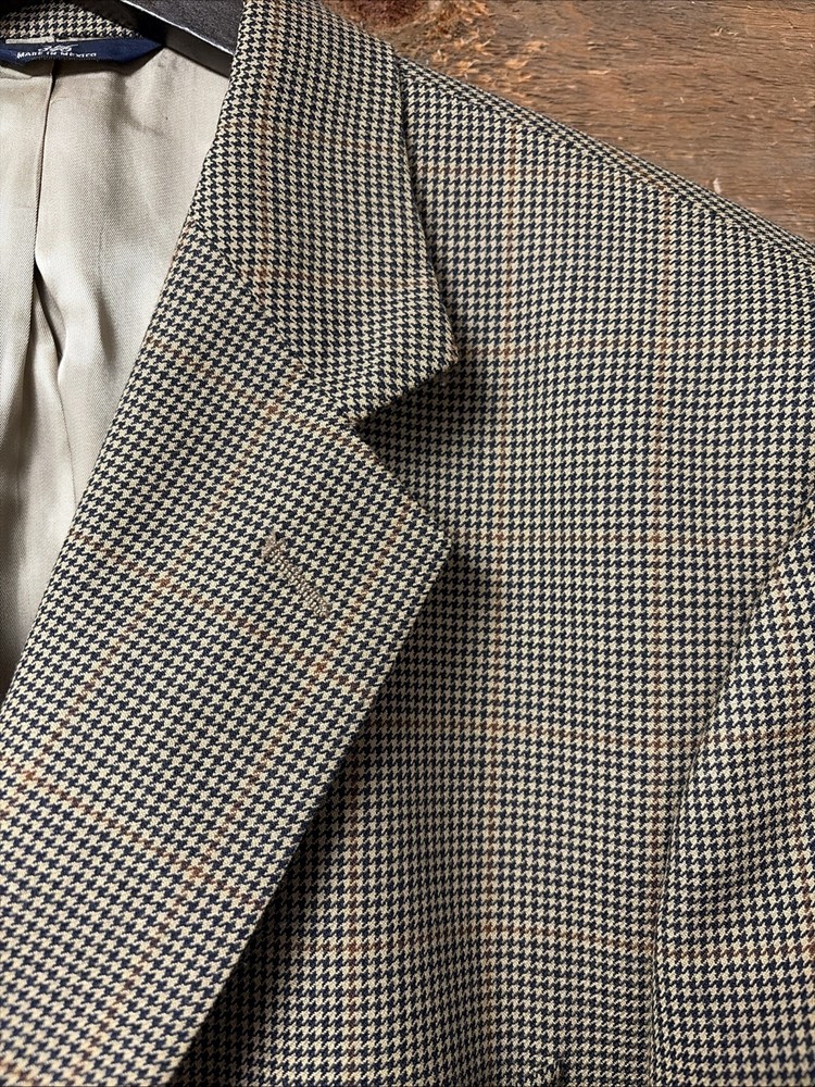 Brooks Brothers Blazer Sport Coat Mens 42R Wool Houndstooth Dapper Pattern