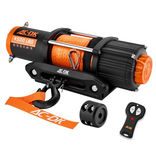 4500 lb UTV Winch with Synthetic Rope, 12V Waterproof Towing for ATV & Boat