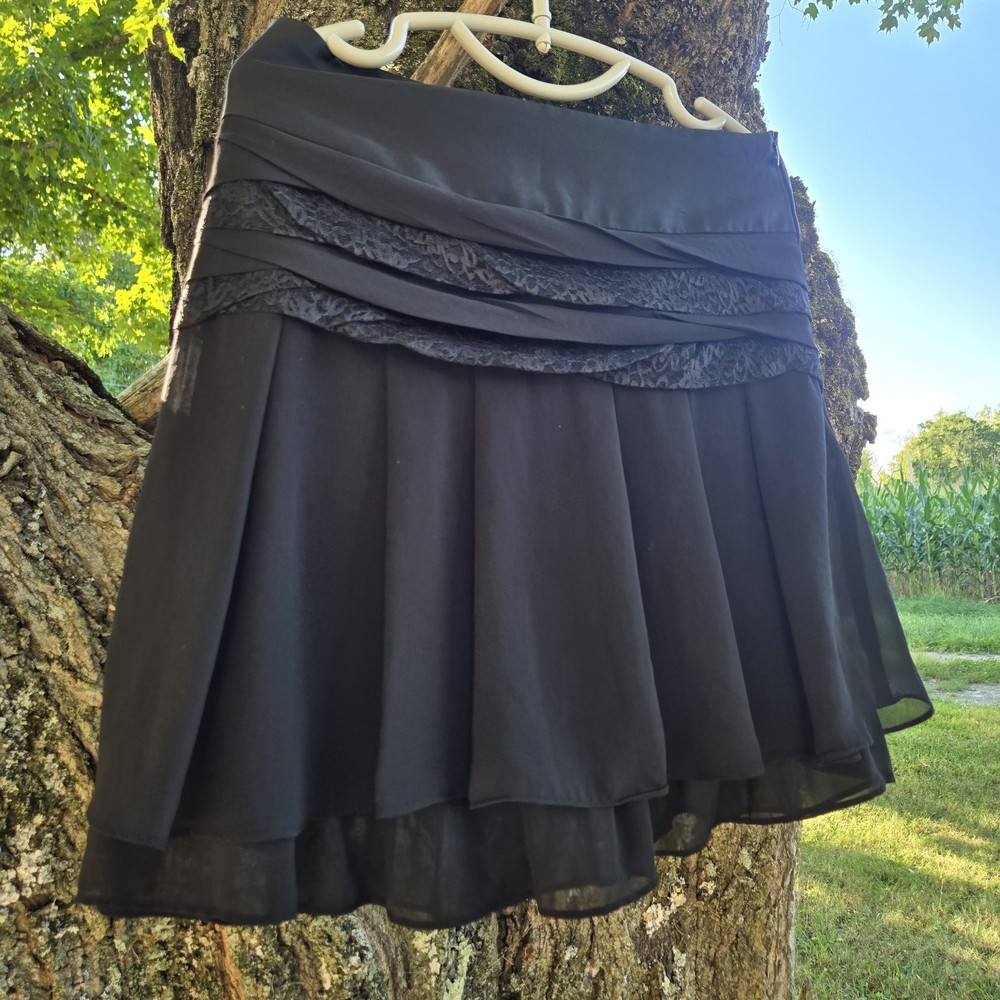 Vintage 90's Size 30 Flowy Fairy Black Skirt Made In Korea Concert  Banded Skirt