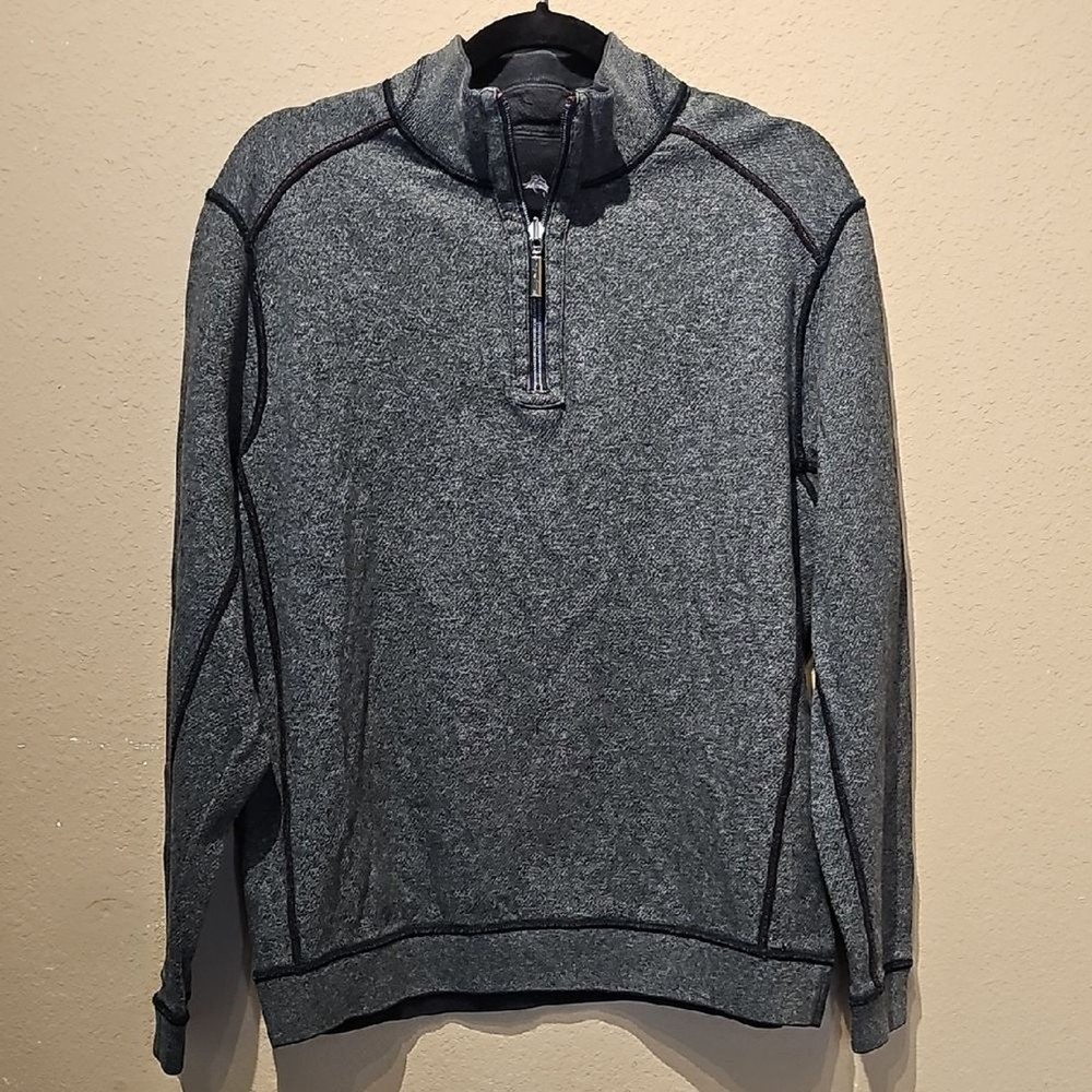 Tommy Bahama Reversible Men's Quarter Zip Pullover Black Sweater Size Large