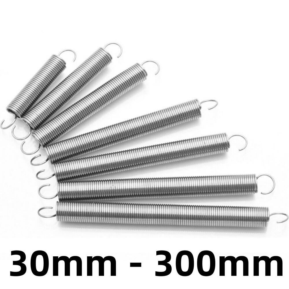 Length 30mm - 300mm 1.2mm Stainless Steel Hook Springs Extension Tension Spring