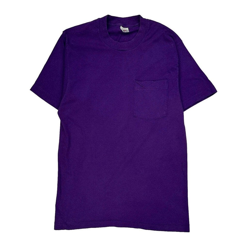 Blank Bvd Single Stitch T-Shirt - Large Purple Cotton