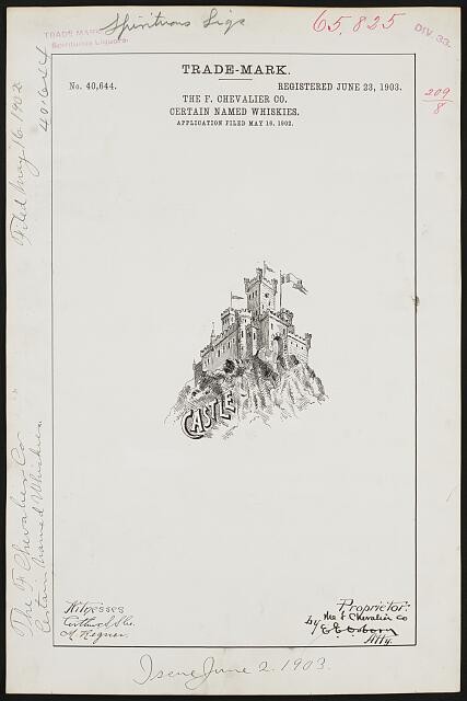 Photo:[ The F. Chevalier Co. for Castle brand Certain Named Whiskies]