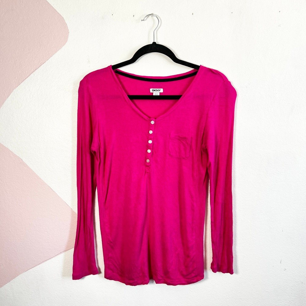 Pink Ribbed Long Sleeve Henley Top Bella Swan 2000s Y2K 90s