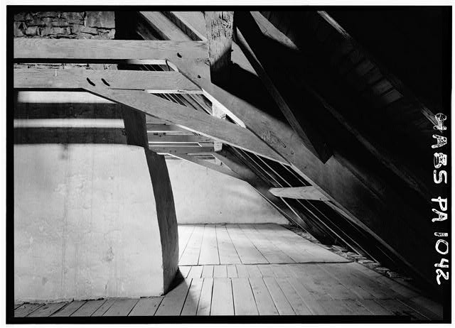 Photo:Attic Interior Timber Beams Historic American Buildings Survey 1900s